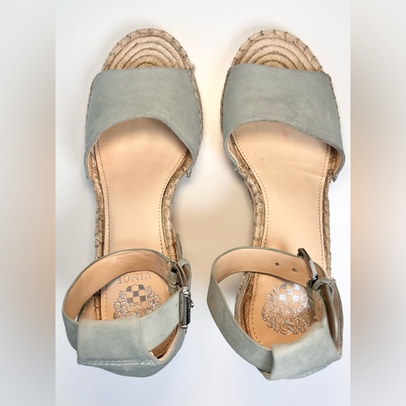 Vince Camutto Leera Espadrille Wedge Leather Light Sage Green Ankle Strap Size 8 - Picture 3 of 5